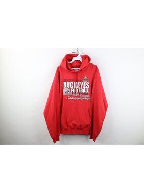 Vintage Y2K Mens XL 2007 Ohio State University Football Hoodie Sweatshirt Red